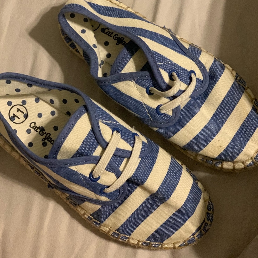 Toddler shoes blue and white stripes espadrilles